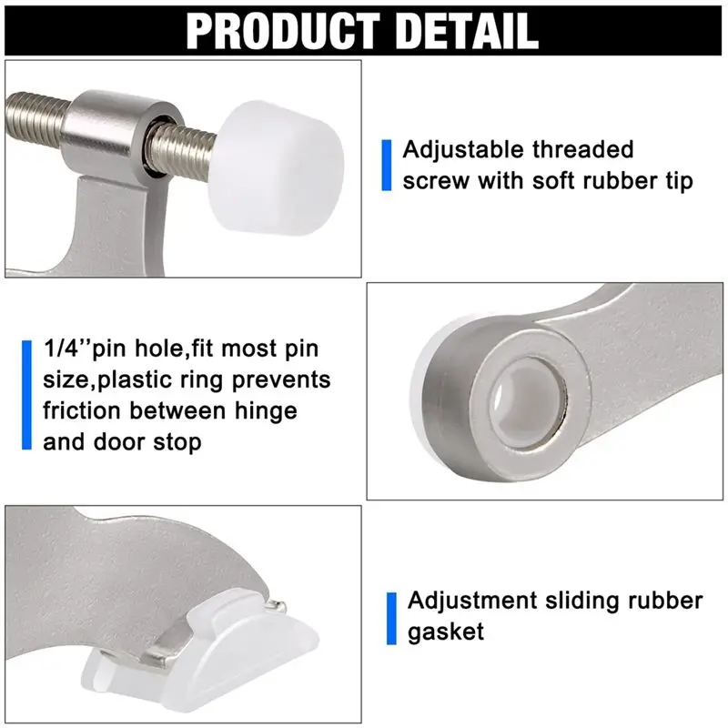 20 حزمة المفصلي دبوس الباب توقف الساتان نحى الباب سدادة قابل للتعديل الثقيلة المفصلي الباب سدادة مع المطاط الوفير نصائح سريع-