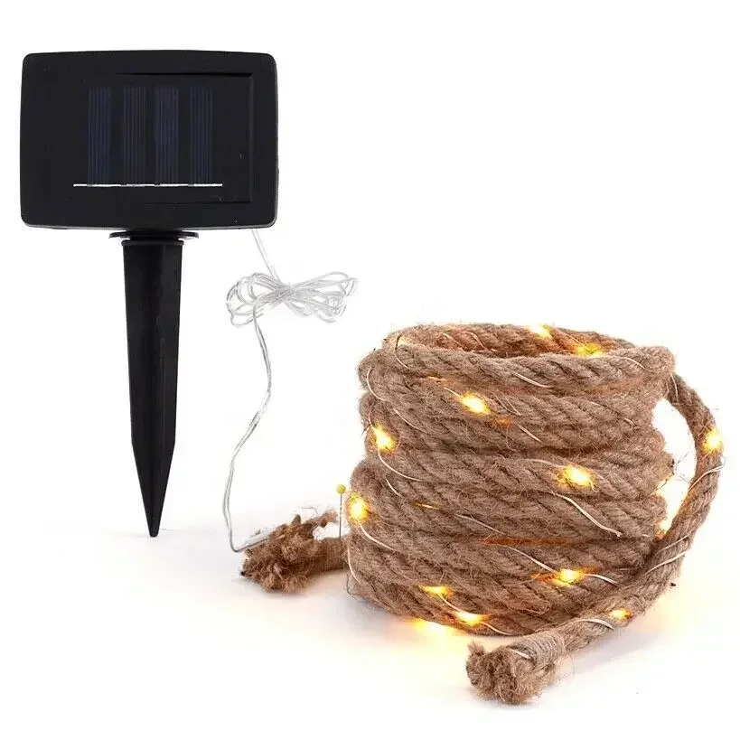 

Solar hemp rope light string copper wire light LED courtyard string atmosphere garden decoration string