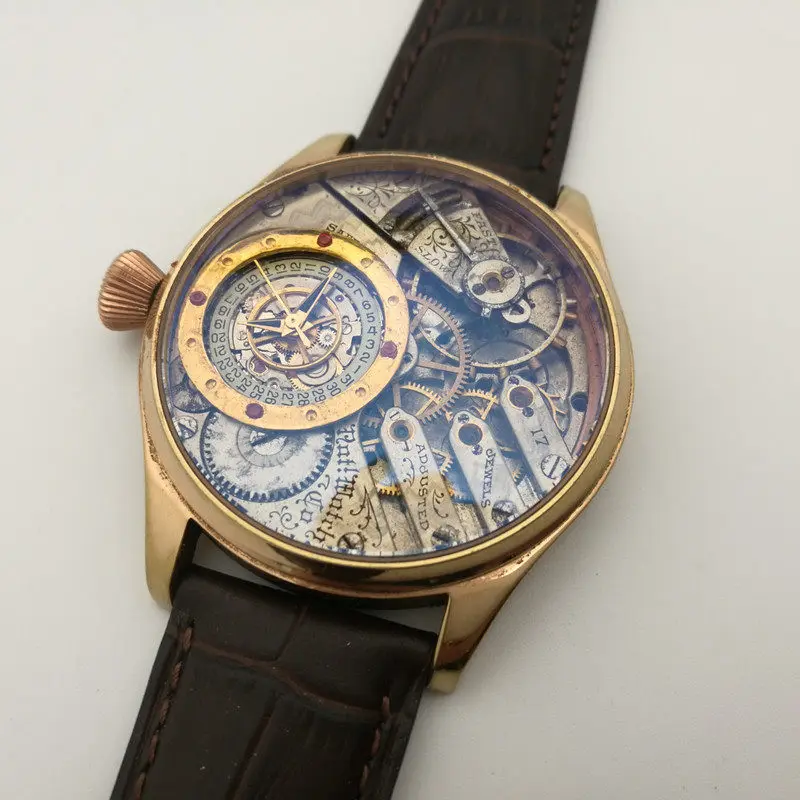 Antique Pocket Watch To Watch, Handmade Original Automatic Mechanical Watch 24K Gold Scale Dial, Mechanical Watch