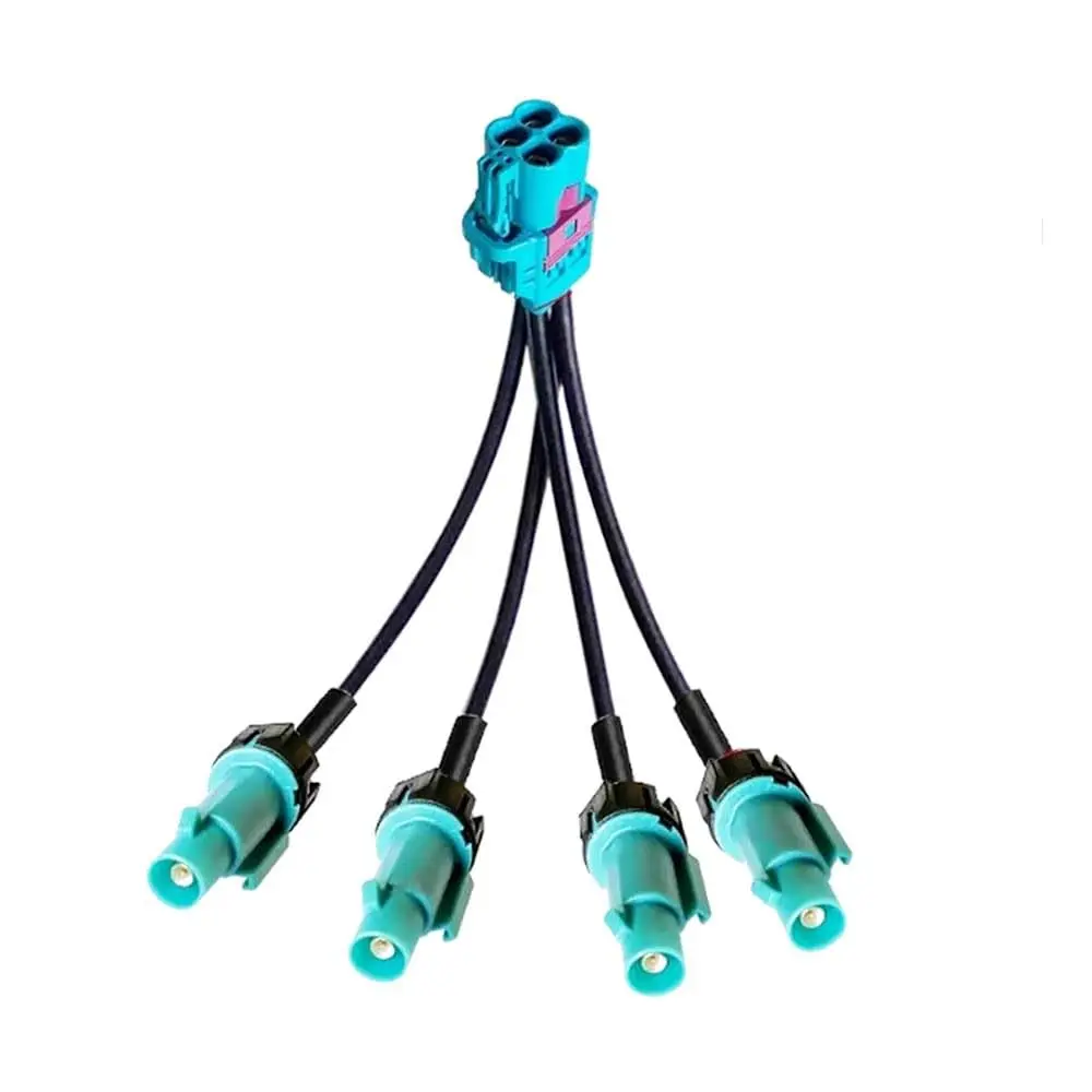 Rosenberg FAKRA Z Waterproof Male to Mini Quad LVDS Cable RG316 50CM, Car Radio Antenna Extension Wire