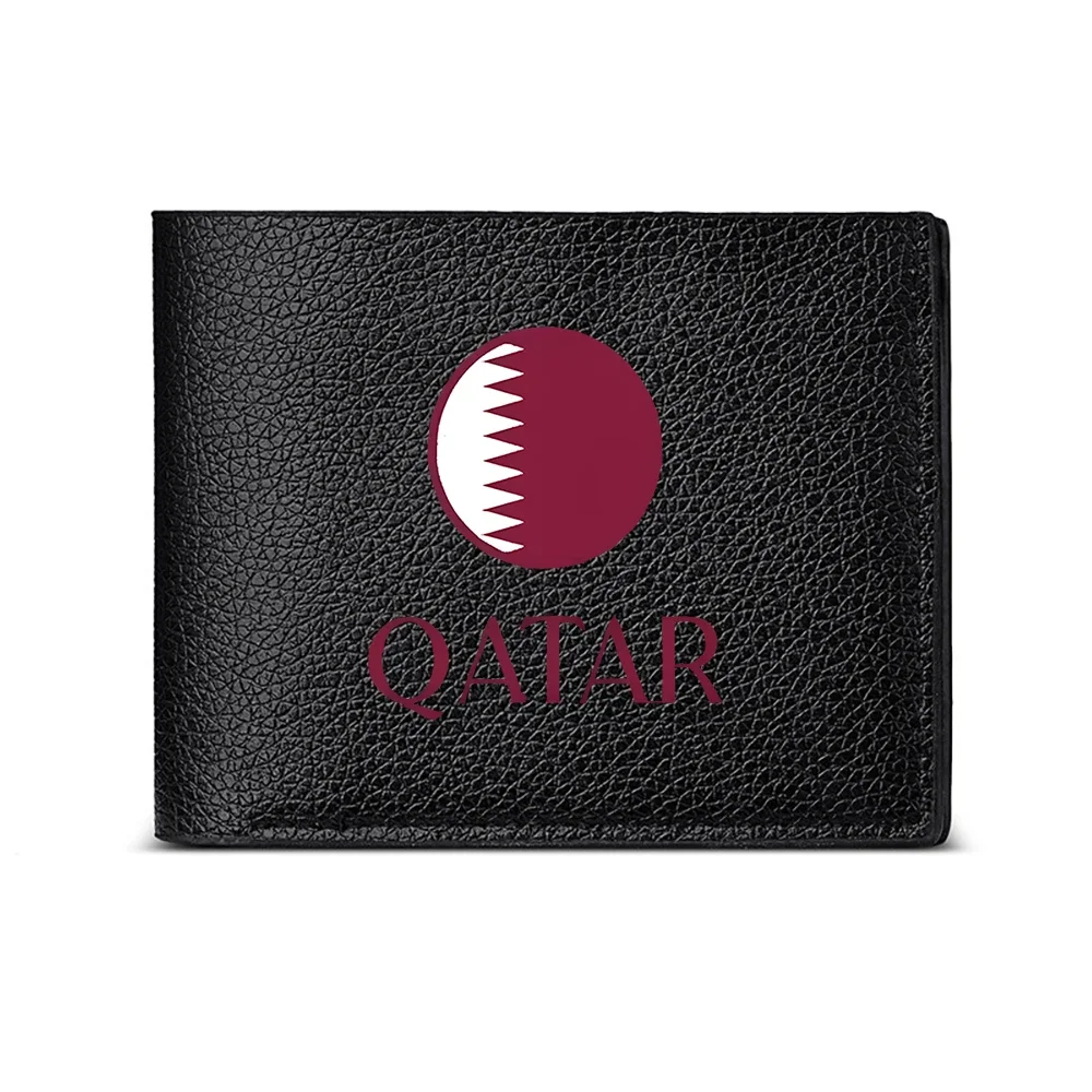 Qatar Flag Design Men's Wallet Card Holder Casual Business Fashion Print Accessory