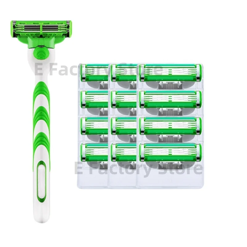 

3-Layers Manual Razor For Women,Classic Razor, Shaving Set,Replacable Stainless Steel Blades,Women Shaver With Lube Strip,Reusab