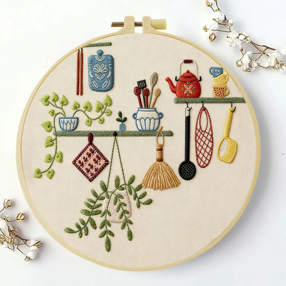 1 Stück 20X20CM/15X15CM 7,87/6,3 Zoll Küchenzubehör Stickerei-Starter-Kit DIY-Kit DIY-Stickerei-Set Handarbeiten Heimdekoration – Detail 2