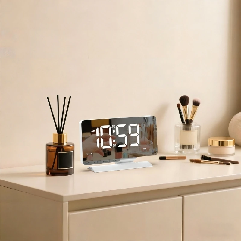 Digital Projector Alarm Clocks for Bedroom Pluged in LED Display Clock with 180° Projection on Ceiling Wall Duals Alarms 87HA