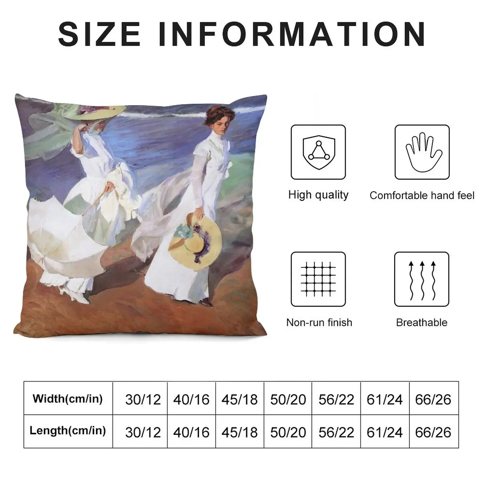 Joaquin Sorolla Women Walking on the Beach Impressionist Painting Throw Pillow Covers For Sofas christmas cushions covers pillow