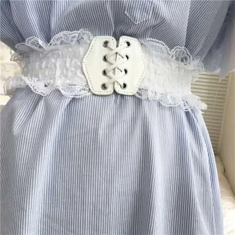 Lace Bandage Wide Belt Fashion Decorative Elastic Belt  y2k dress accessories Sweet lace Ladies Fashion Girdle Girdle