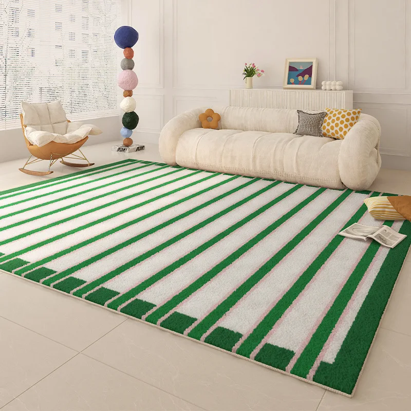 Checkered Solid Color Dopamine Area Rug Stain Resistant Easy Clean Living Room Decor Carpet Non Slip Washable Base Bedroom Mat