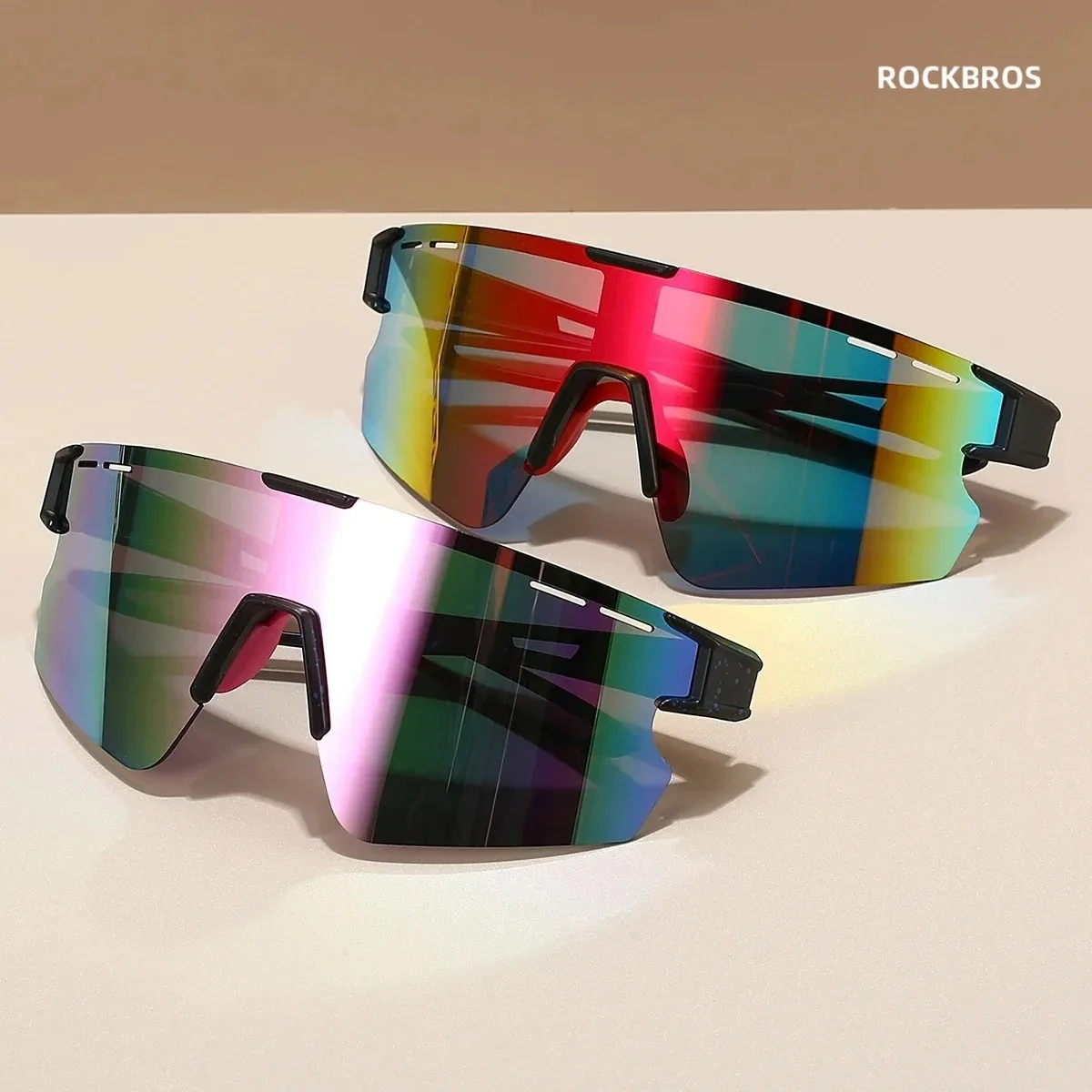 ROCKBROS Cross Border New UV Resistant Sports Cycling Mirrors Bicycle Integrated Colorful European and American Sunglasses