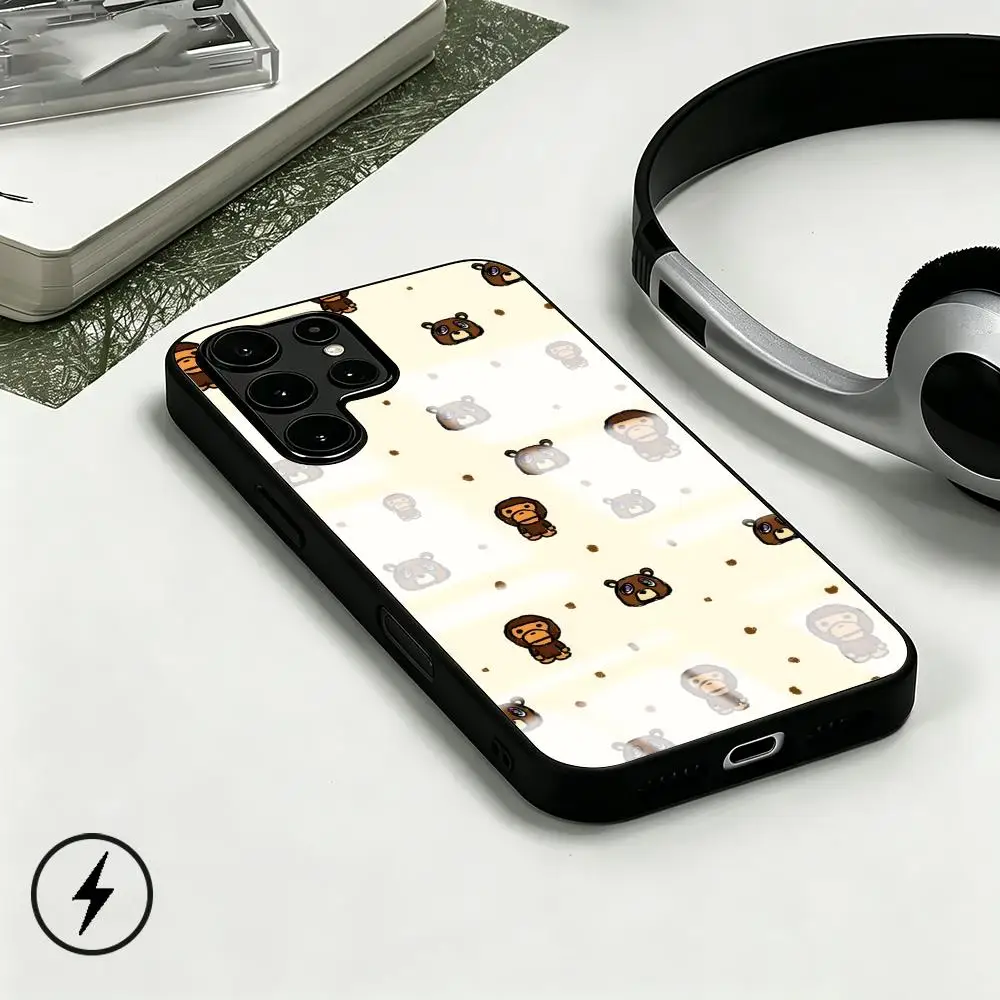 Brand bape Phone Case For Samsung S26 S25 S24 S23 S22 S21 S20 Plus Ultra Note20 Glass Magnetic Case