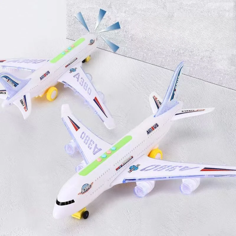 

Airplane glowing electric music toy airplane A380 light airplane model for children