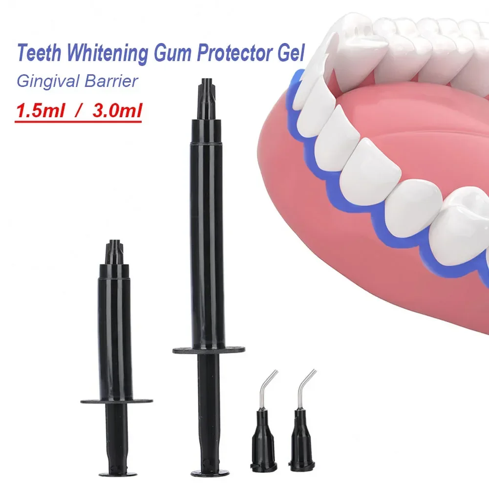 2Pcs Teeth Whitening Gingival Barrier 1.5/3.0ml Dental Gum Dam Protector Gel Syringe Tooth Bleach Whitener Barrel Oral Care Tool