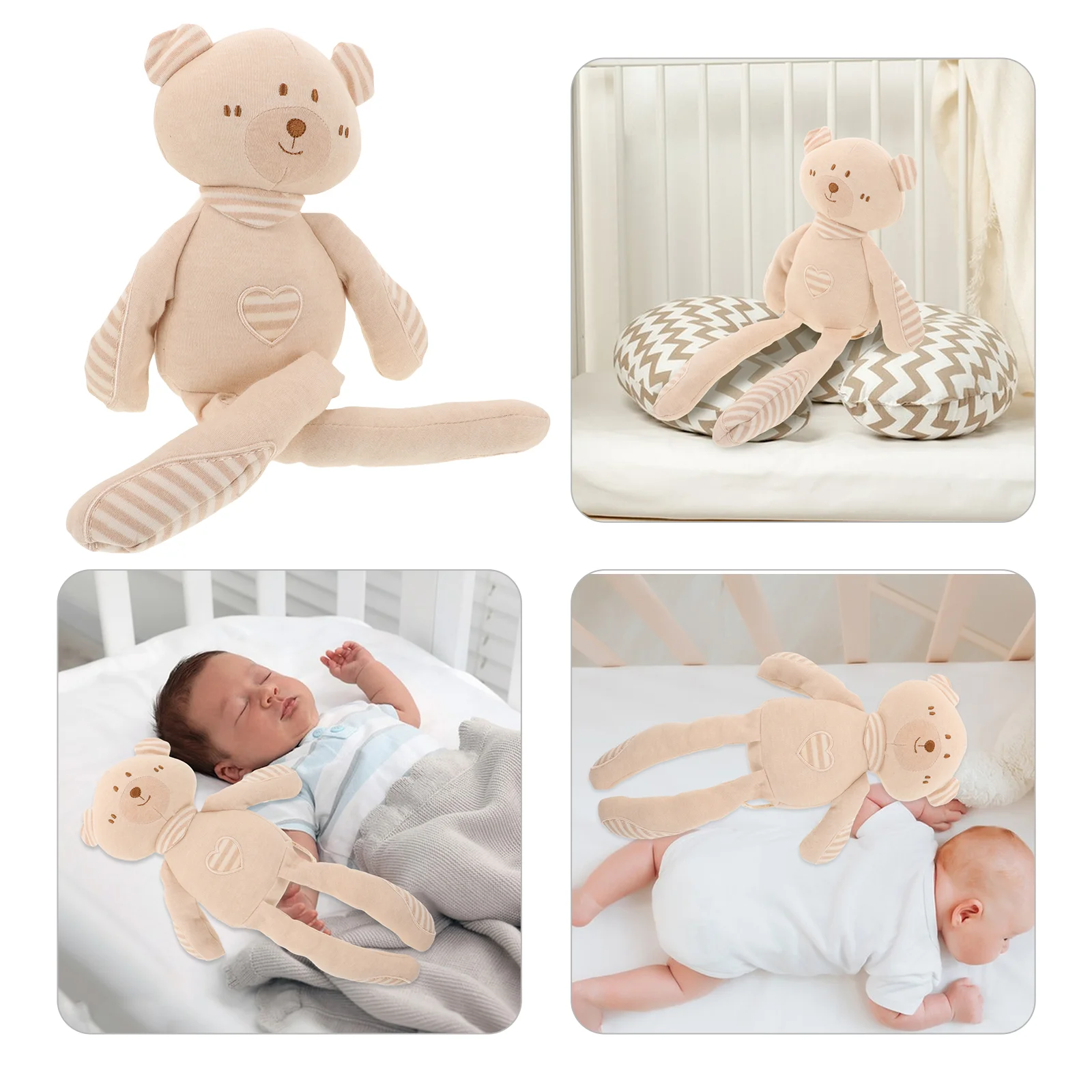 Ours en Peluche Doux pour Bébé, Accessoire Mobile pour Voiture, Jouet en Arc pour Poussette, Barre d'Activité