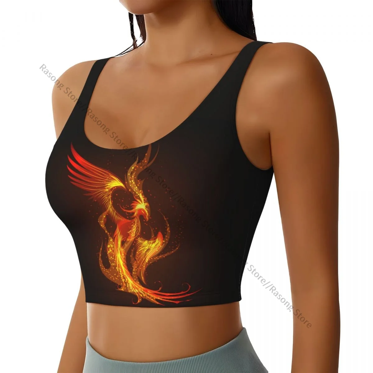 Women Sexy Sports Vest Flaming Phoenix Bird Rising From The Ashes Female Streetwear Sport Lingerie Tee Crop Top