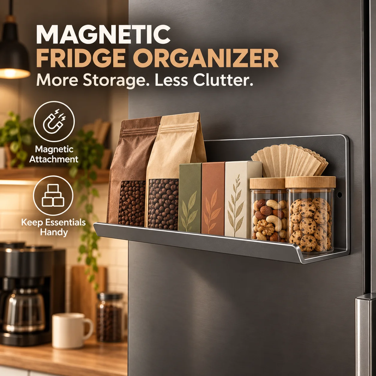 Magnetic Magnetic Fridge Shelf Punch-Free Wall Mounted Kitchen Seasoning Spice Organizer Multifunctional Home Storage Box - Aliexpress Deal