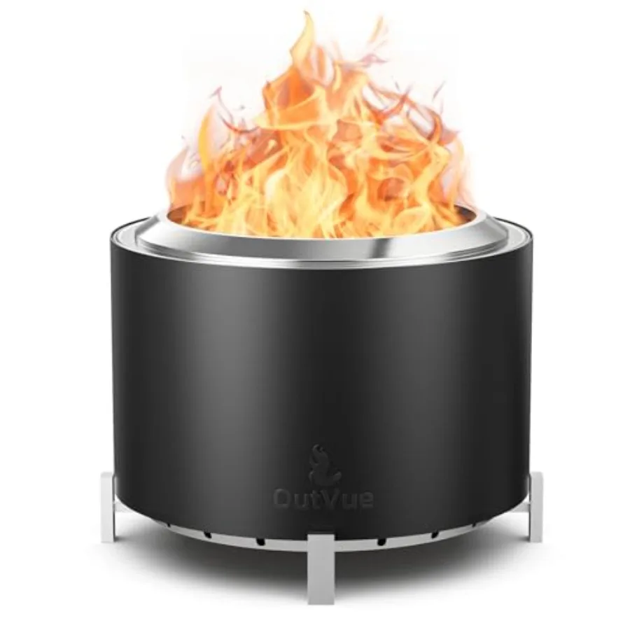 

27 inch Stainless Steel Smokeless Fire Pit Outdoor Wood Burning Fire Pit for Camping Bonfire Low Smoke Firepit for Outside with