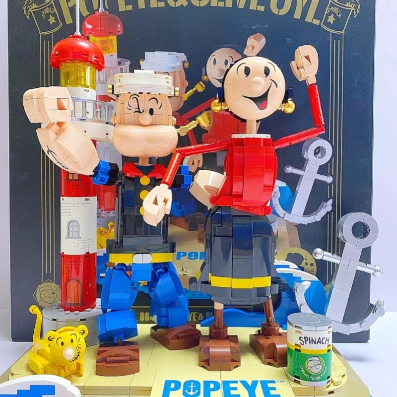 Pantasy Building Blocks Popeye The Sailor Olivia Popeye Small Particles Large Assembly Toy Model Ornaments Collection Gift