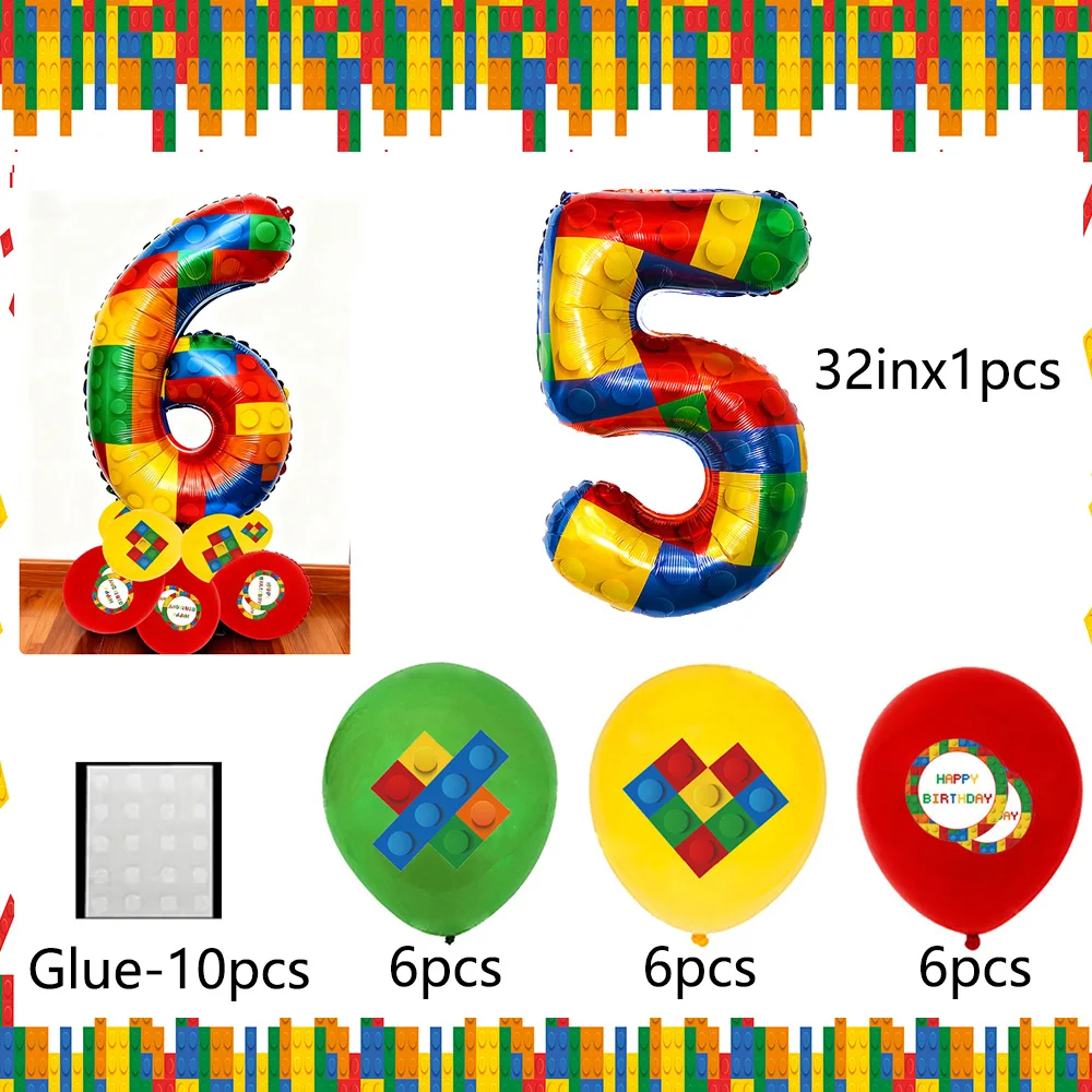 20 Stück Baustein Geburtstagsdekoration Ballon Set 32 ​ ​ Zoll Zahlen Zahlen Kinder Geburtstagsgeschenke Babyparty Partyzubehör – Detail 6