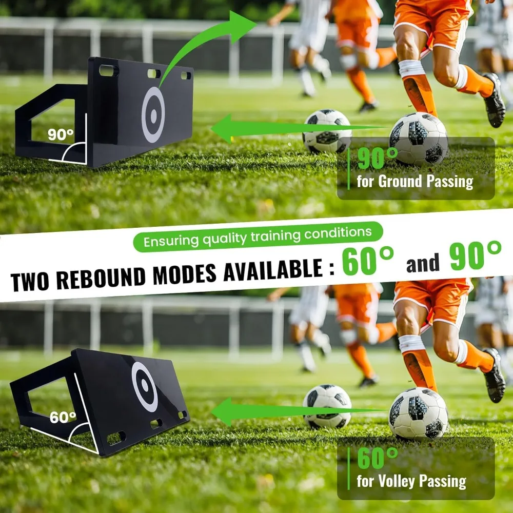 Verstelbare 3-hoekige voetbalrebounderbord Draagbare opvouwbare voetbaltrainingsmuur met antislipbasis voor passeren, schieten en