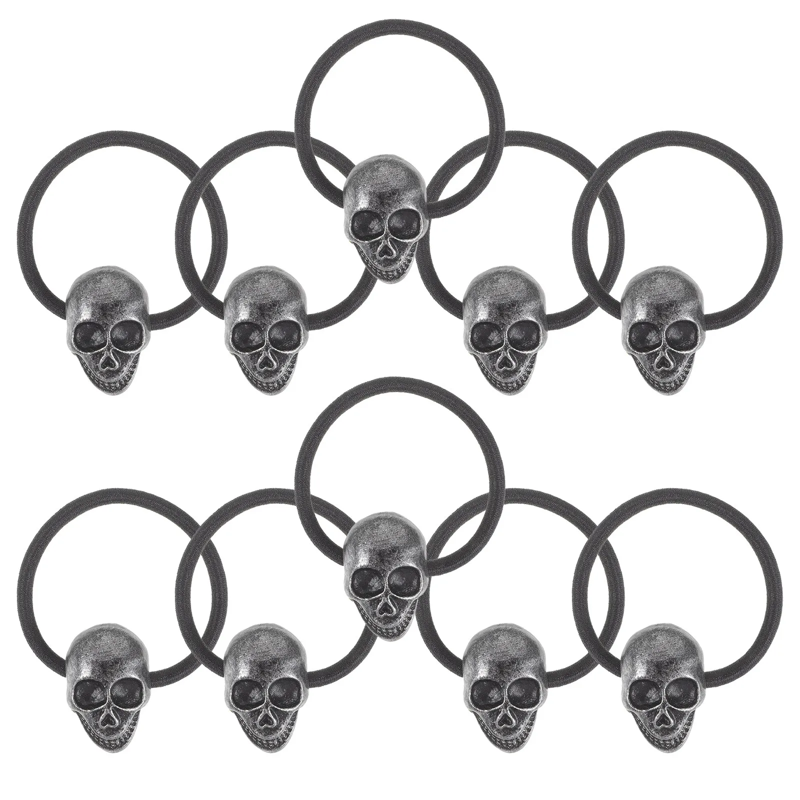 

10Pcs Skull Hair Ties Stylish Elastic Hair Rings for Women Gothic Punk Look Perfect for Night Out Events