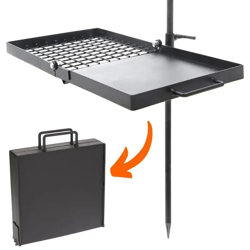 Folding campfire grill, portable, floor grill