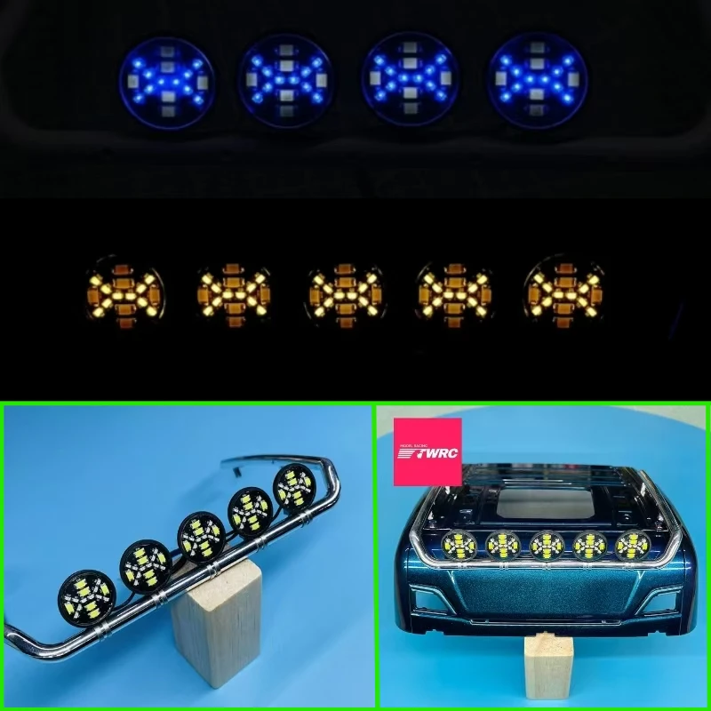 WBRC Truck Climber LED Bi-Color Auxiliary Light for 1/14 Tamiya Tractor Truck Scania Volvo MAN High Top Spotlight Upgrade Parts