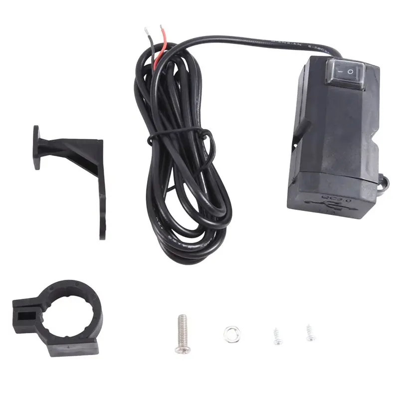 12V-24V QC3.0/3.1A Dual USB Port Waterproof Motorcycle Handlebar Adapter Power Supply Socket-AEF7
