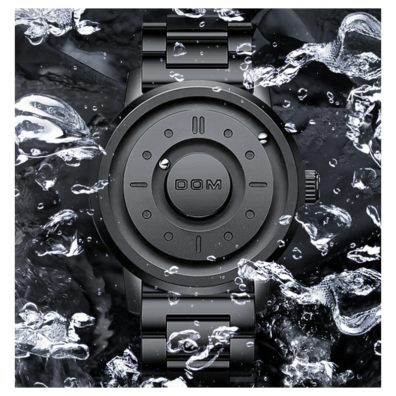 DOM 1850 تعليق مغناطيسي تصميم شخصي ساعات للرجال مقاوم للماء الكوارتز الصلب قطاع Relogios Masculino ساعة فاخرة #6