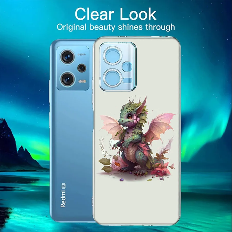 Cute Mythical Dragon Cover Case For Xiaomi Redmi Note 12S 12 11 Pro Plus 11T 11S 10 5G 10S 9 9T 9S 8 8T 7 5 Pro TPU Phone Clear