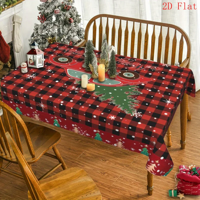 1 unidad [banderola plana 2D], mantel rectangular impreso con diseño de árbol de Navidad rojo y negro para cocina y restaurante