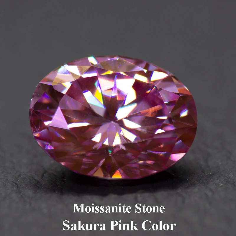 

Moissanite Loose Stone Oval Cut Sakura Pink Color Lab Created Gemstone Jewelry Rings Earrings Making with GRA Certificate