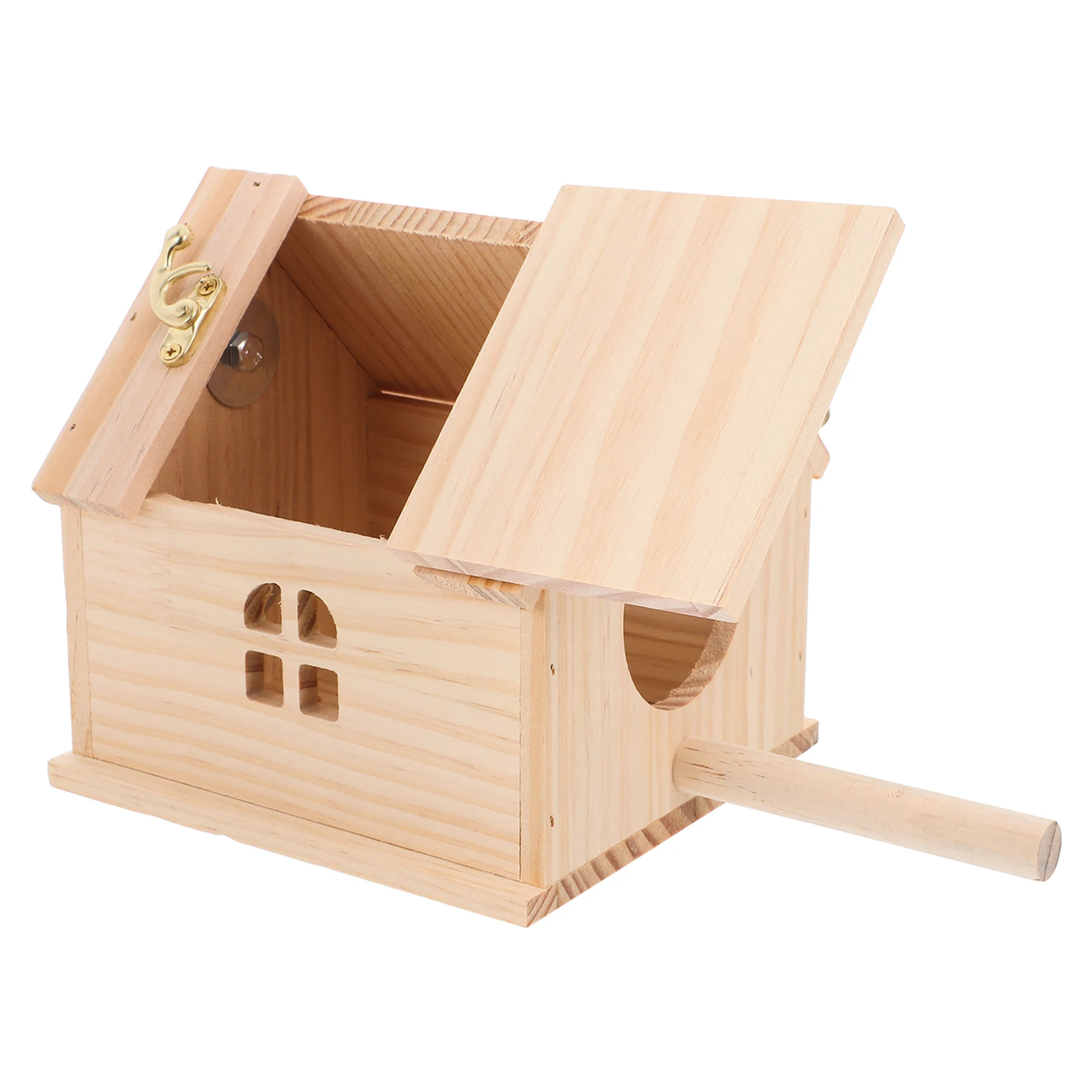 

Solid Wood Parrot Bird House Handcrafted Nesting Box For Breeding Hatching Comfortable Living Environment Simple Design Indoor