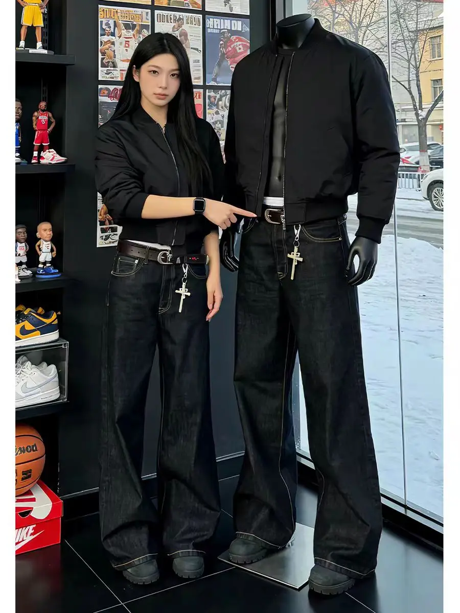 

Bla Original Denim Flared Jeans Men's American High Street Lift Flared Pants Vibe Haome Wide Leg Knife Pants