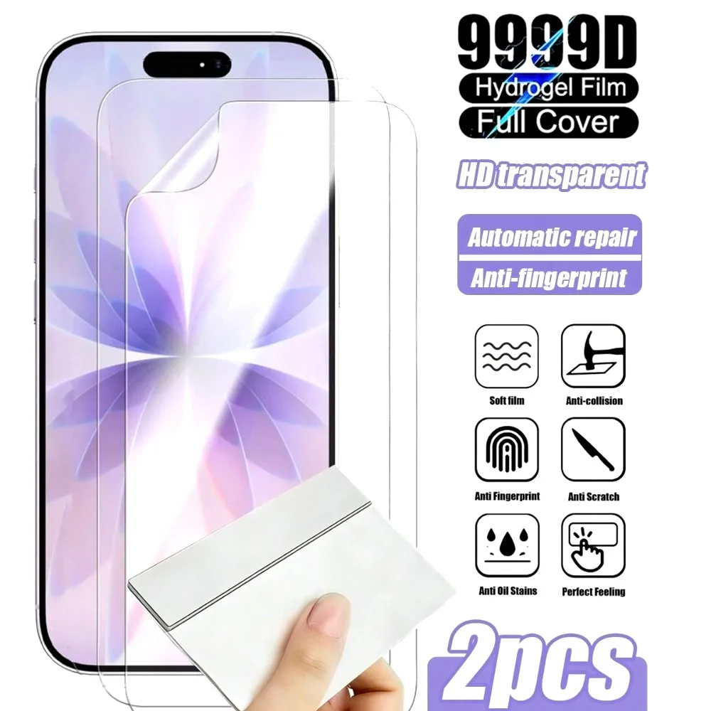 

2Pcs Hydrogel Film Full Cover for iPhone 17 16 15 14 Pro Max Air 17e 16e 13 12 11 Pro 15 14 Plus Anti-Scratch Screen Protector