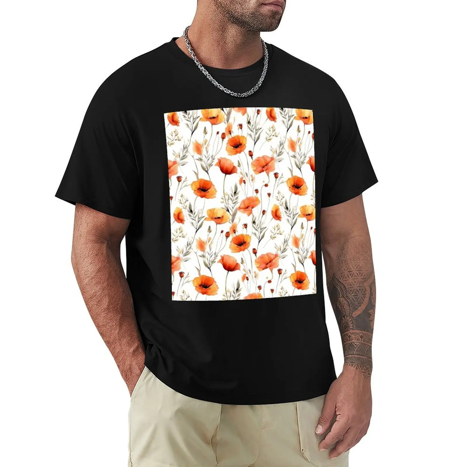 

Icelanding Poppies T-Shirt quick drying aesthetic clothes plain black t shirts men