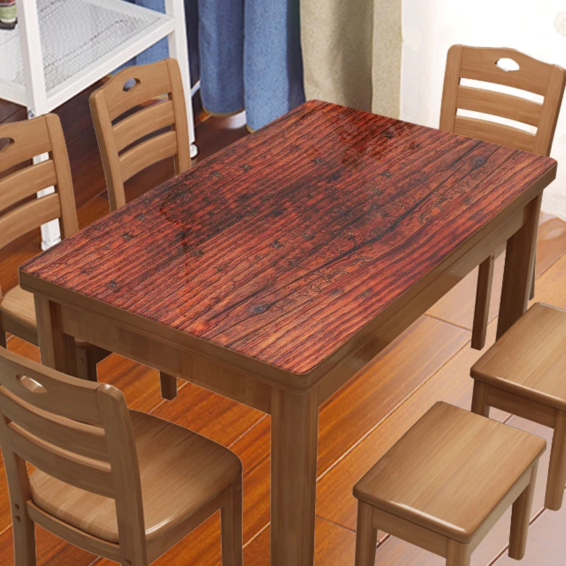 

2022 New PVC Table Cloths Wooden Table Covers Placemats Imitation Wood Grain Placemats Home Textiles Soft Glass Fexible Cover