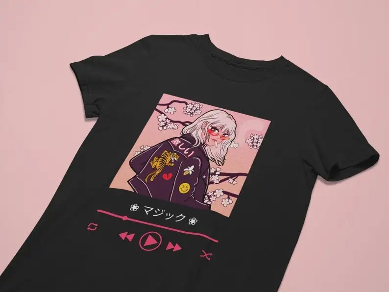 Anime Girl T-shirt, Sad Girls, Edgy Clothing,Anime Aesthetic, Kawaii Clothing, Pastel Goth, Harajuku  t shirt