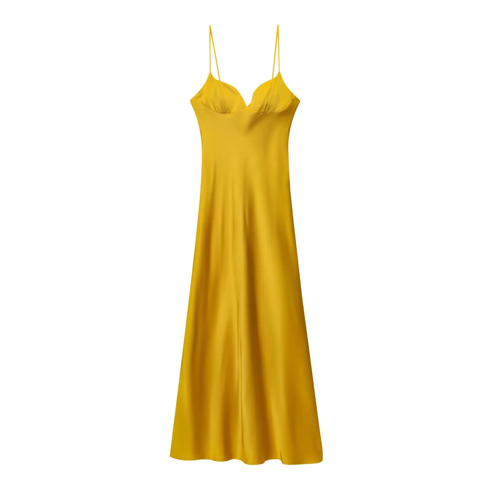 Willshela Women Fashion Solid Satin Backless Midi Camisole Dress Sweetheart Neck Sleeveless Female Chic Casual Long Vestidos