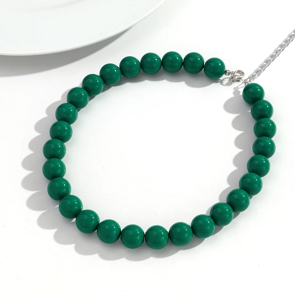 Boho Kleurrijke Acryl Grote Bal Kraal Ketting Trendy Handgemaakte Ronde Choker Kettingen voor Vrouwen Man Statement Sieraden Cadeau