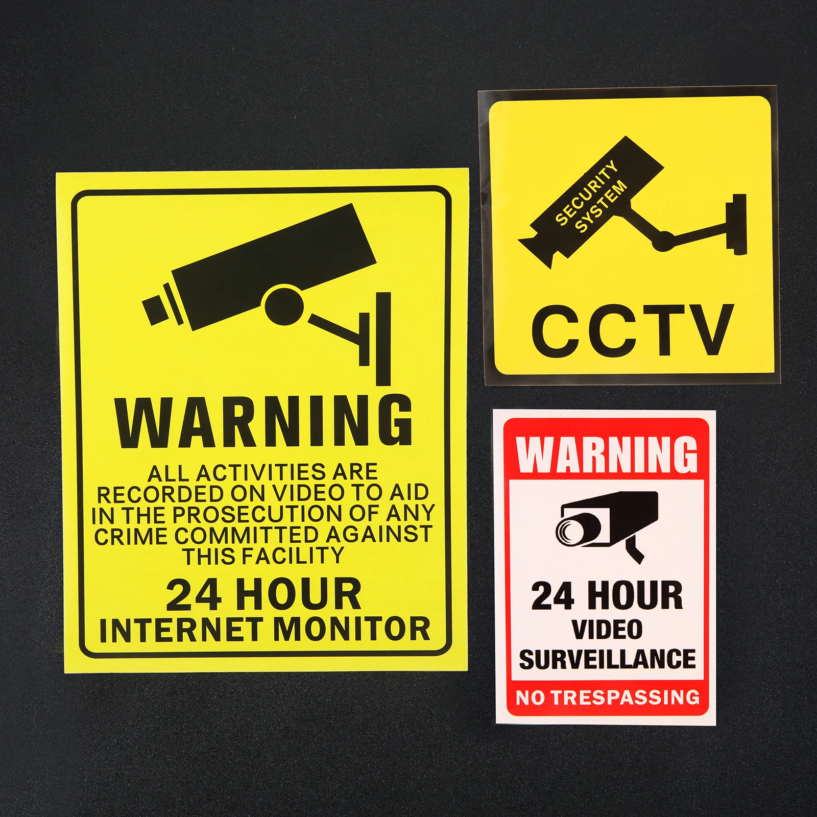 10Pcs Self-adhesive Car Sticker 24H Video Camera System Warning Sign Wall Decal Surveillance Monitor Public Area Home Security