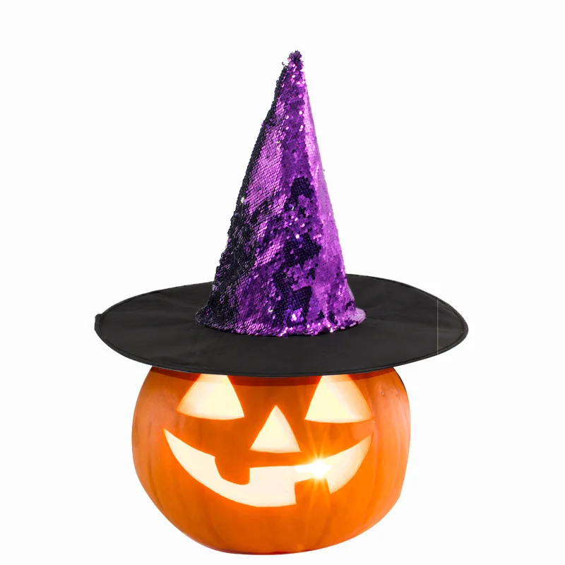 1pcs Halloween Witch Hat for Women Girls Wide Brim Foldable Party Cosplay Costume Props Accessory
