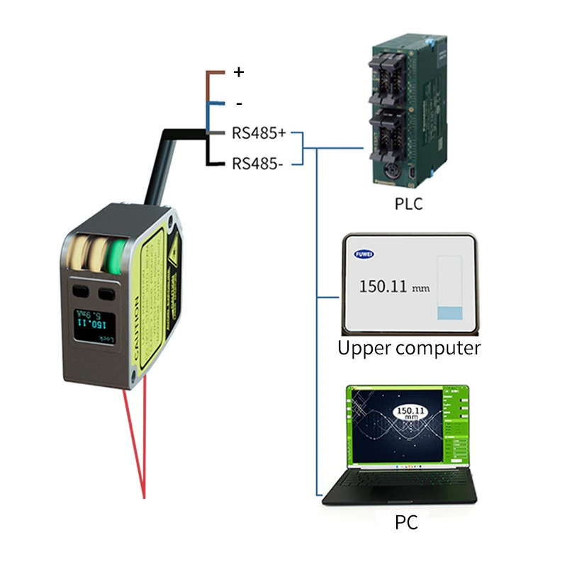 Sensor de rango de FSD11-30-RS485-M de alta precisión, posición lineal de 0,01mm, medición de 15mm, rango de planitud, sensores de posición angular
