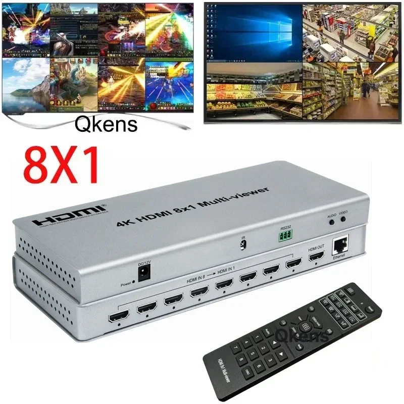 4K 8x1 HDMI Multi-viewer Multi Channel Video Multiplexer Seamless Switch Multi Viewer 8 in 1 Out 2x1 4x1 6x1 8 Screen Divider