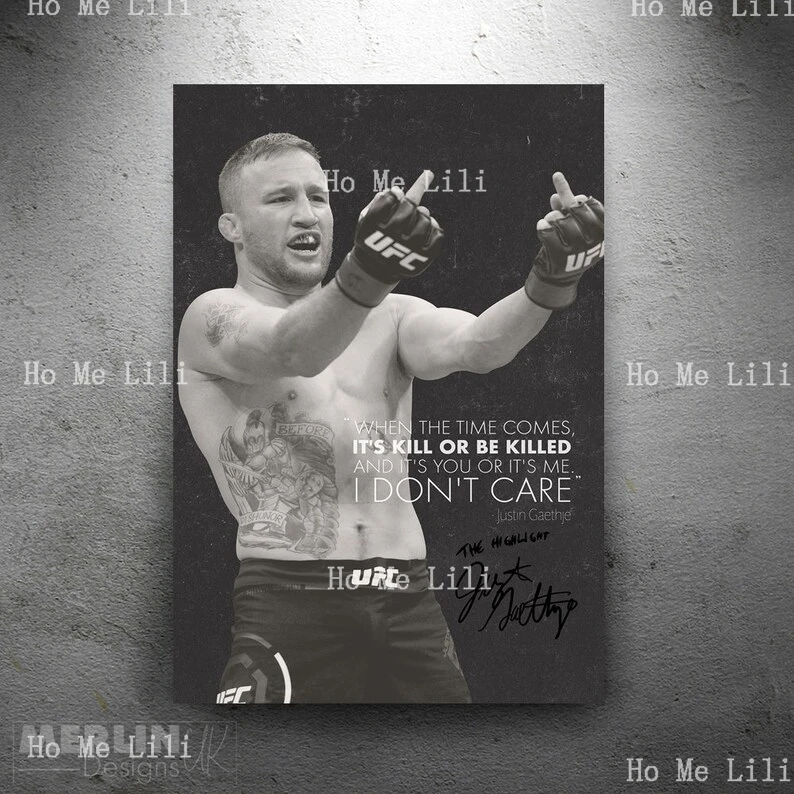 Justin Gaethje The Highlight Photo Print Poster la parete del soggiorno è decorata con l'arte