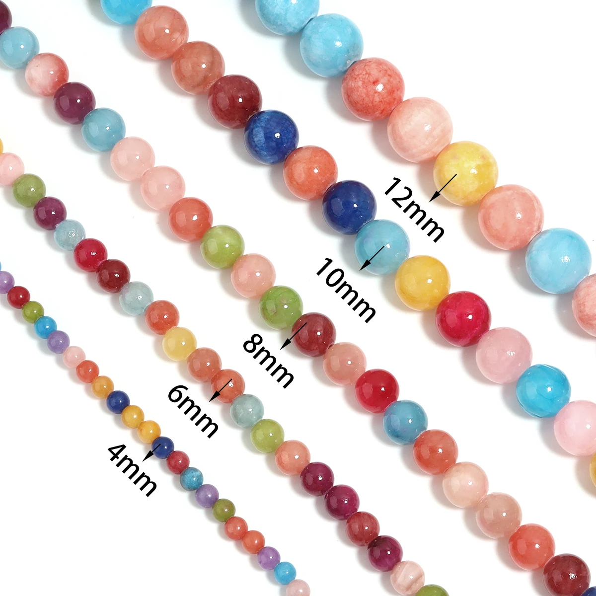 4/6/8/10/12mm Mixed Color Natural Stone Round Beads Smooth Gemstone Spacer Beads for Jewelry Making DIY Bracelet