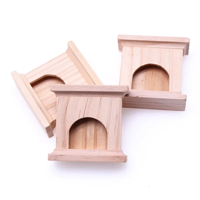 1PCS Dollhouse Miniature Simulation Furniture Vintage Natural Wooden Fireplace Model Home Creative Adornment Decoration