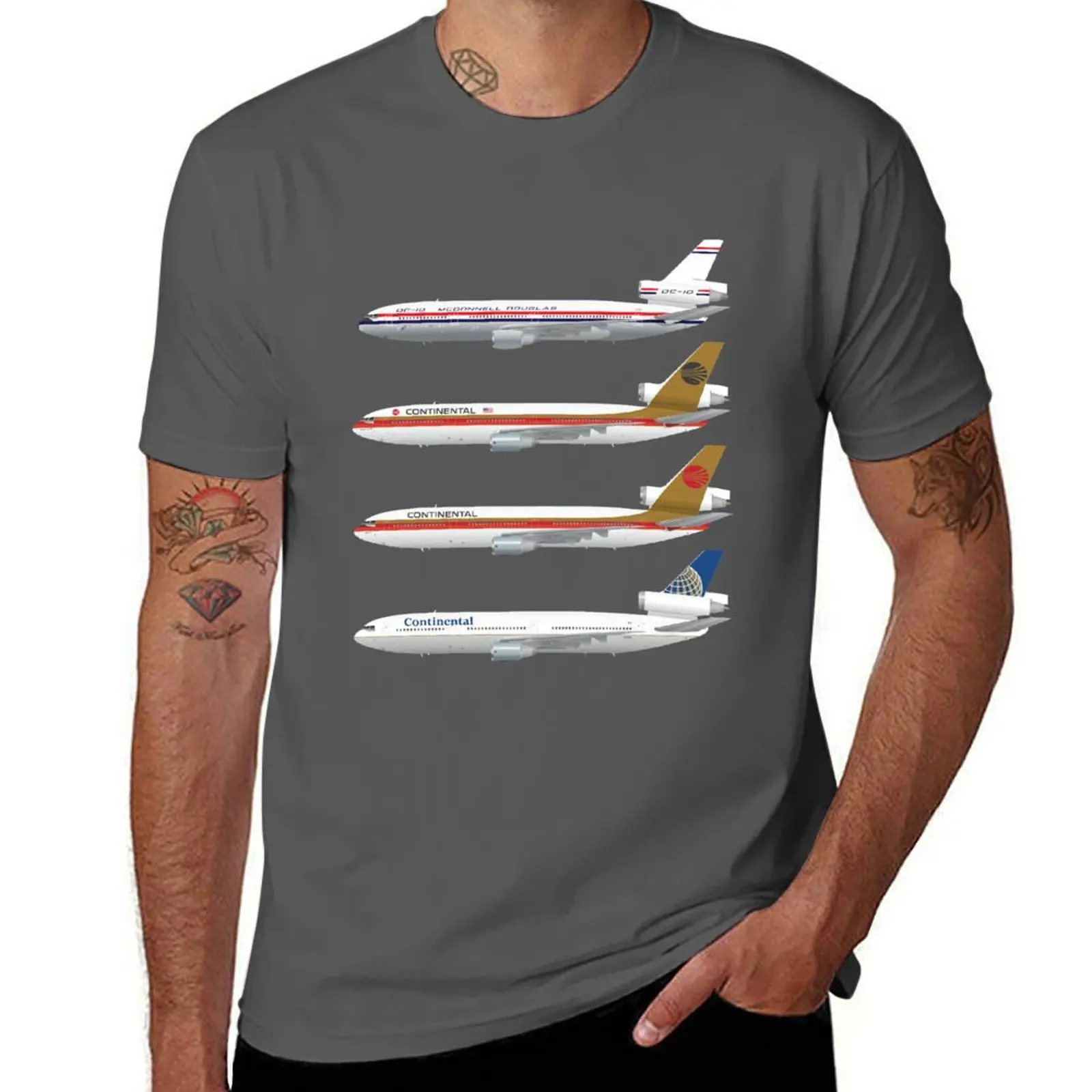 

Wings In Uniform - DC-10 - Continental Airlines - Through The Ages T-Shirt t shirt man plain t shirt personalised T-Shirt