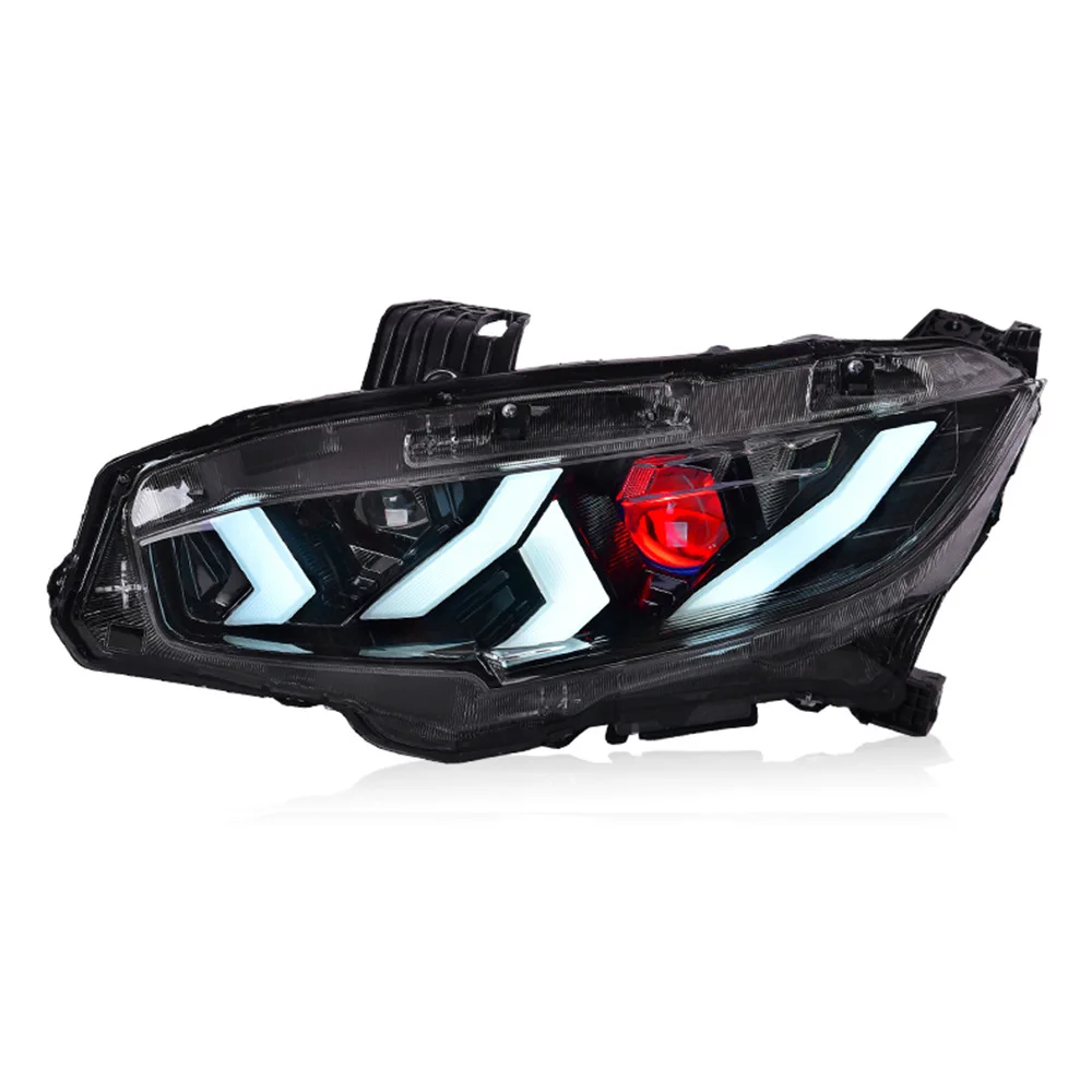 

RGB Headlamp Lambo Red Devil Eye Front Lamp 2016-2021 For Honda 10th Gen Civic Sedan Hatchback Si Type R Headlights