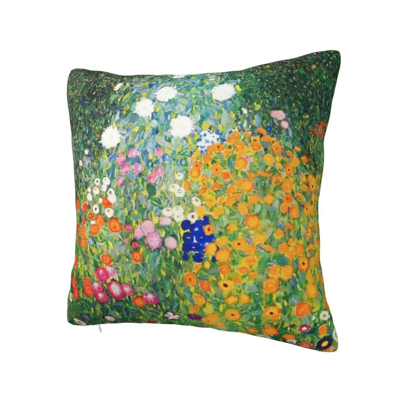 Luxury Flower Garden By Gustav Klimt Cushion Covers Soft Painting Art Pillow for Sofa Square Pillowcase Bedroom Decoration