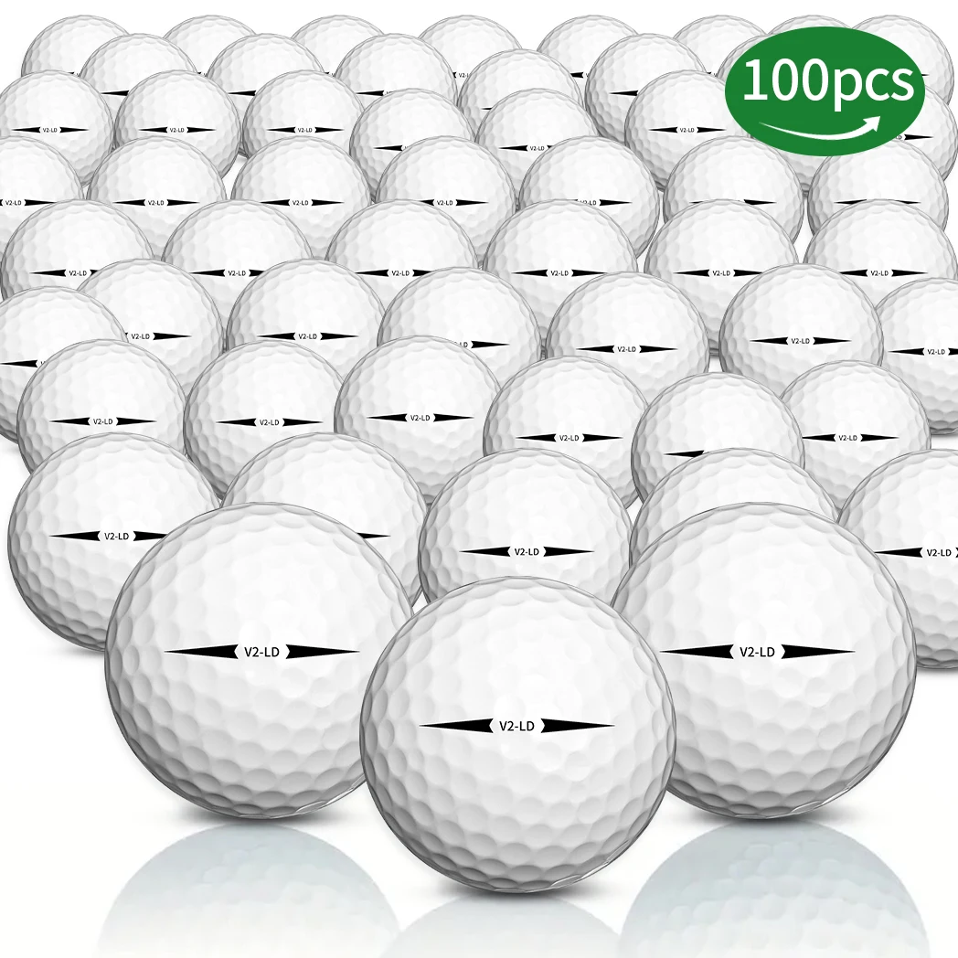 Caiton 100pcs 2-Layer Golf Balls - 332 Dimple, Max Distance, Spin Control, Durable, Precision - For Golf Training & Play