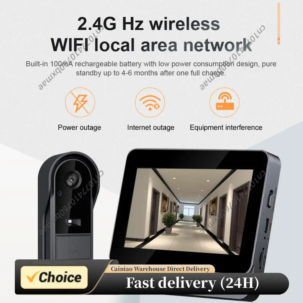 

2.4G WiFi Wireless Video Doorbell IR Night Vision Video Intercom Door Bell Waterproof Video Intercom Door Camera for Home Safety